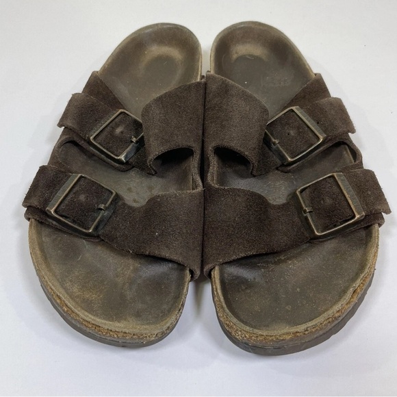 Birkenstock Shoes - Birkenstock Arizona Brown Suede Double Strap Buckle Sandals Size 8